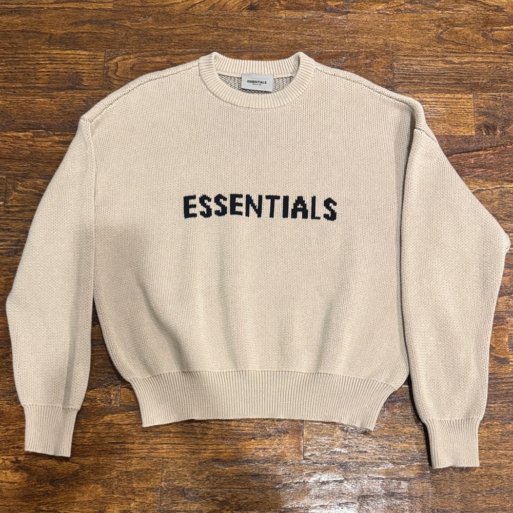 Essentials Beige Crewneck Sweater for Men